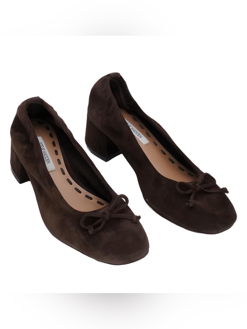 Steve Madden Brown Suede Block Heel Ballet Pumps